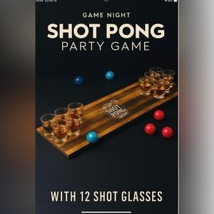 Game Night Shot Pong Party Game with 12 Shot Glasses New